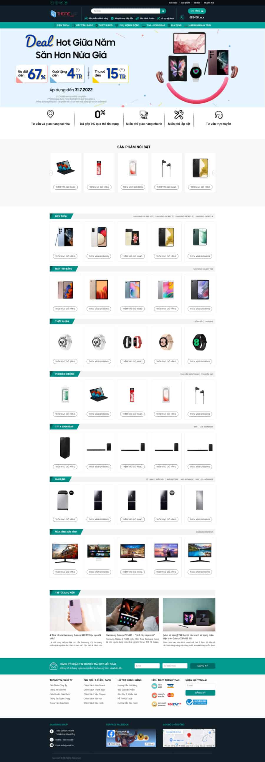 Theme wordpress bán điện thoại samsung shop