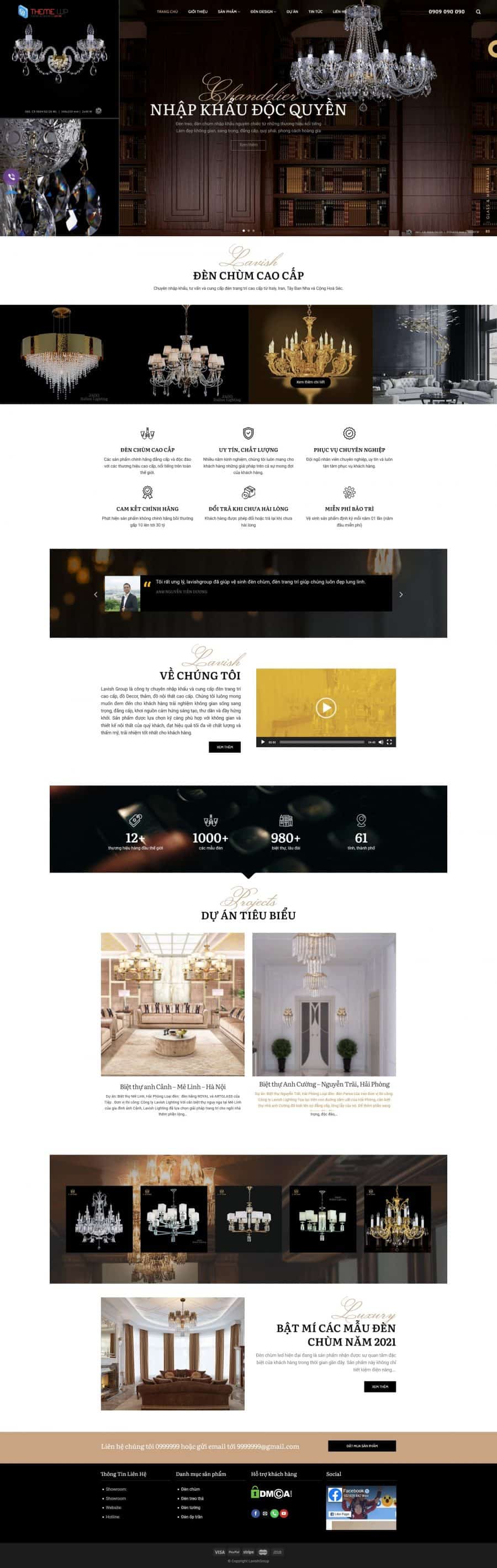 Theme wordpress bán đèn chùm