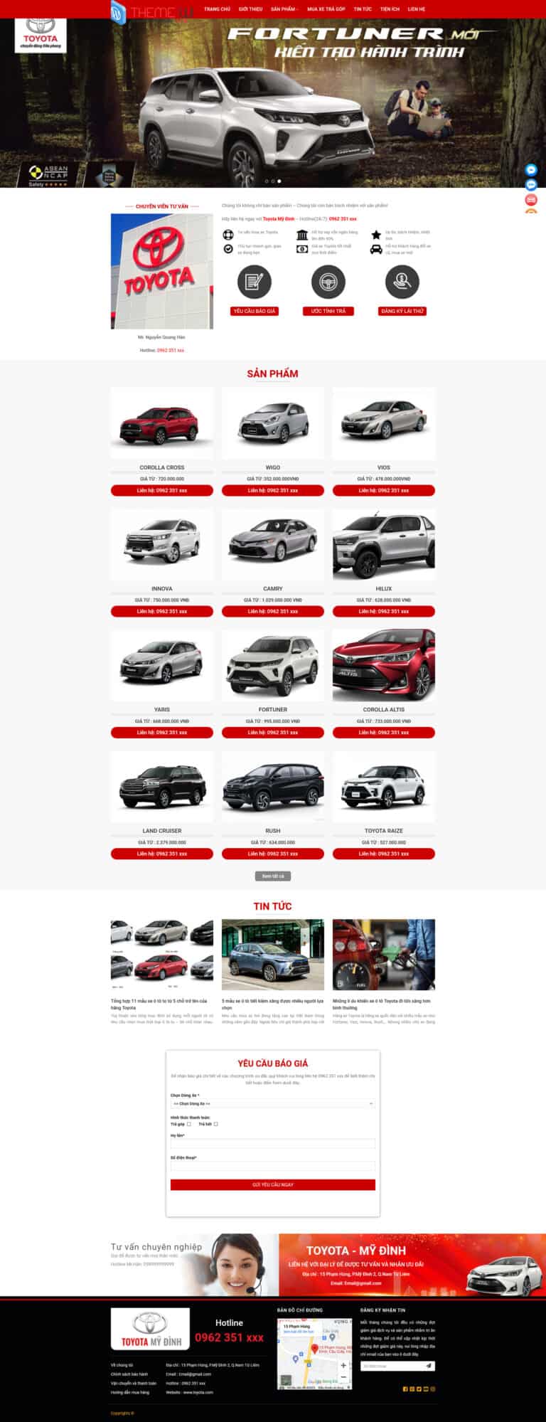 Theme wordpress ô tô toyota