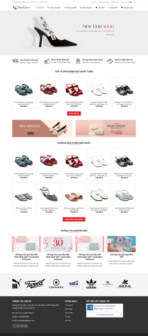 Theme wordpress shop giày nữ