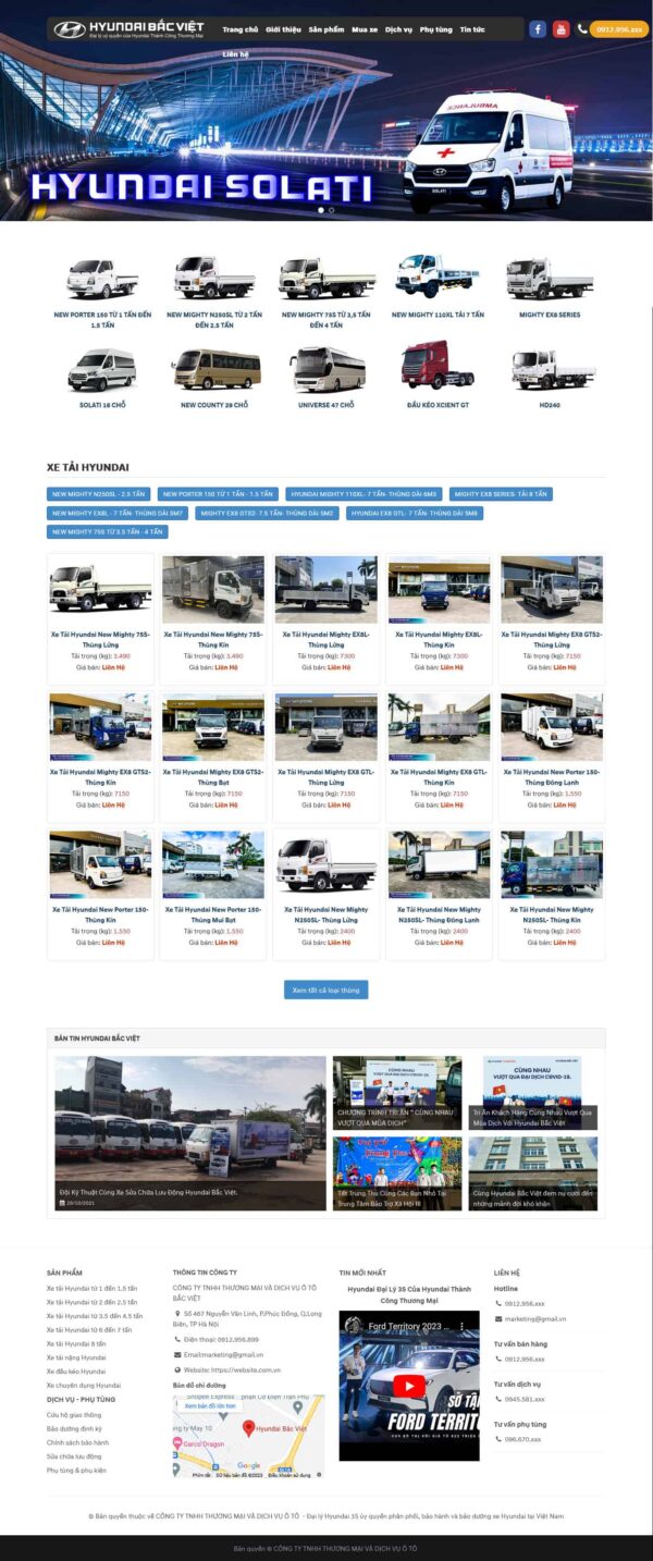 Theme wordpress bán oto hyundai 1