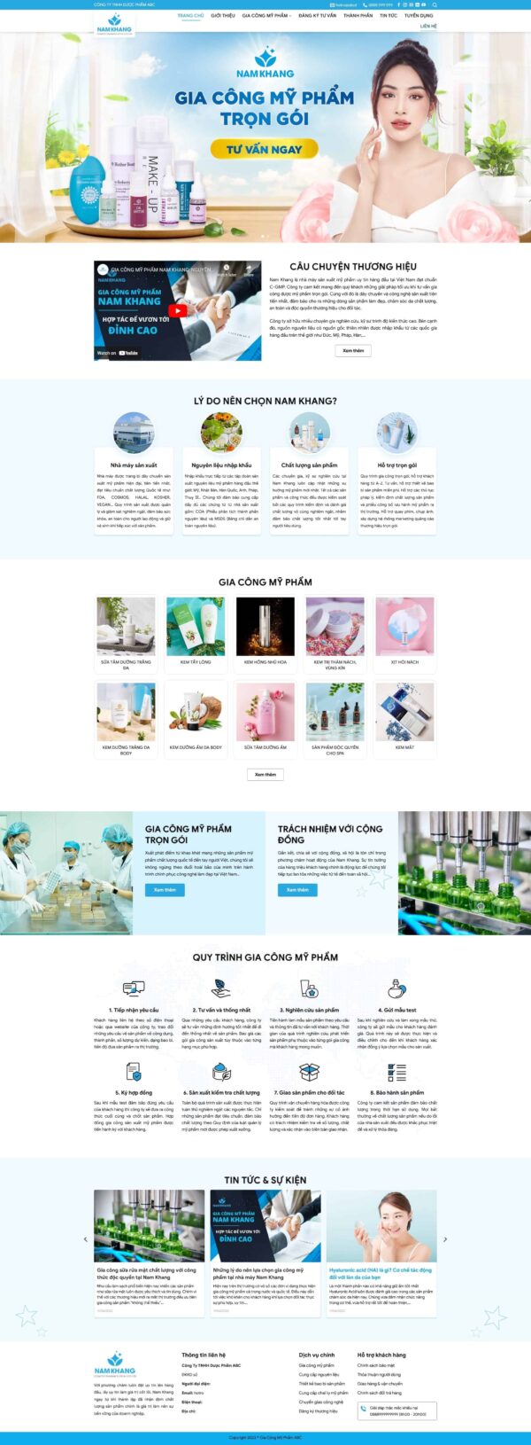 Theme wordpress gia công mỹ phẩm