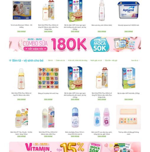 Theme wordpress mẹ và bé 3 bán sửa bỉm tả