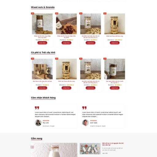 Theme WordPress Bán Rau Củ, Hạt, Trái Cây Sấy Khô & Thực Phẩm Sạch